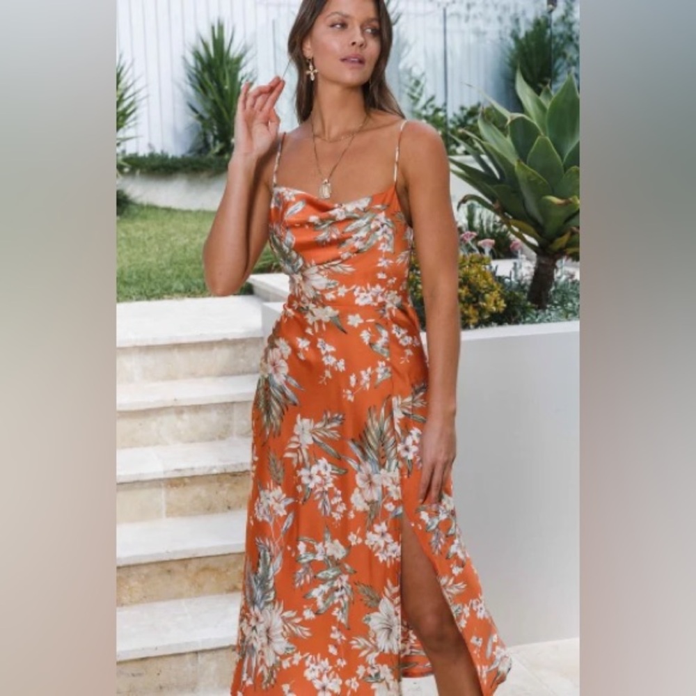 Satin floral dress